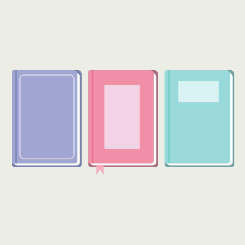 set of multicolored books - top view vector