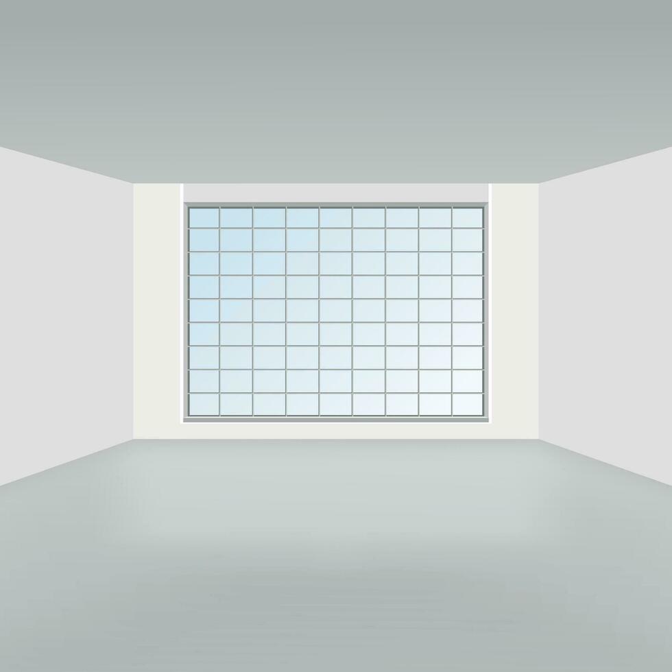 Empty white light room with a window vector