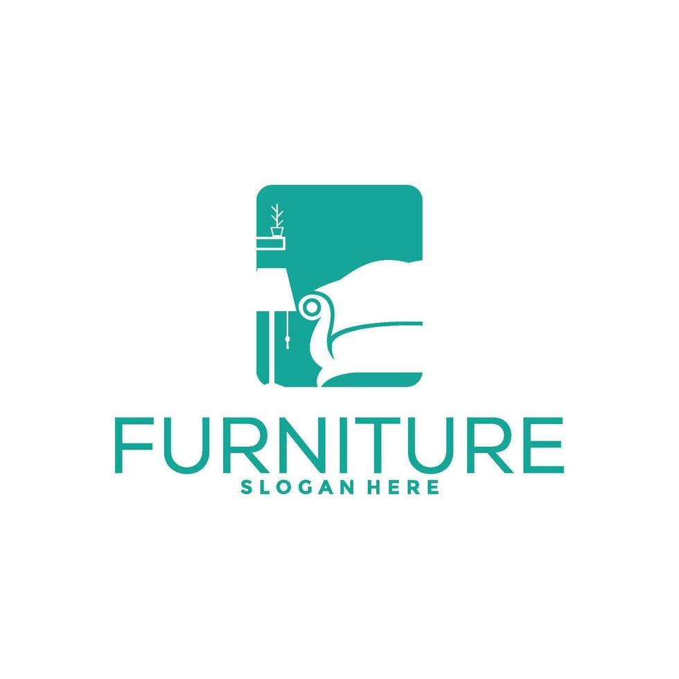 Furniture logo design with creative concept, Interior logo vector template