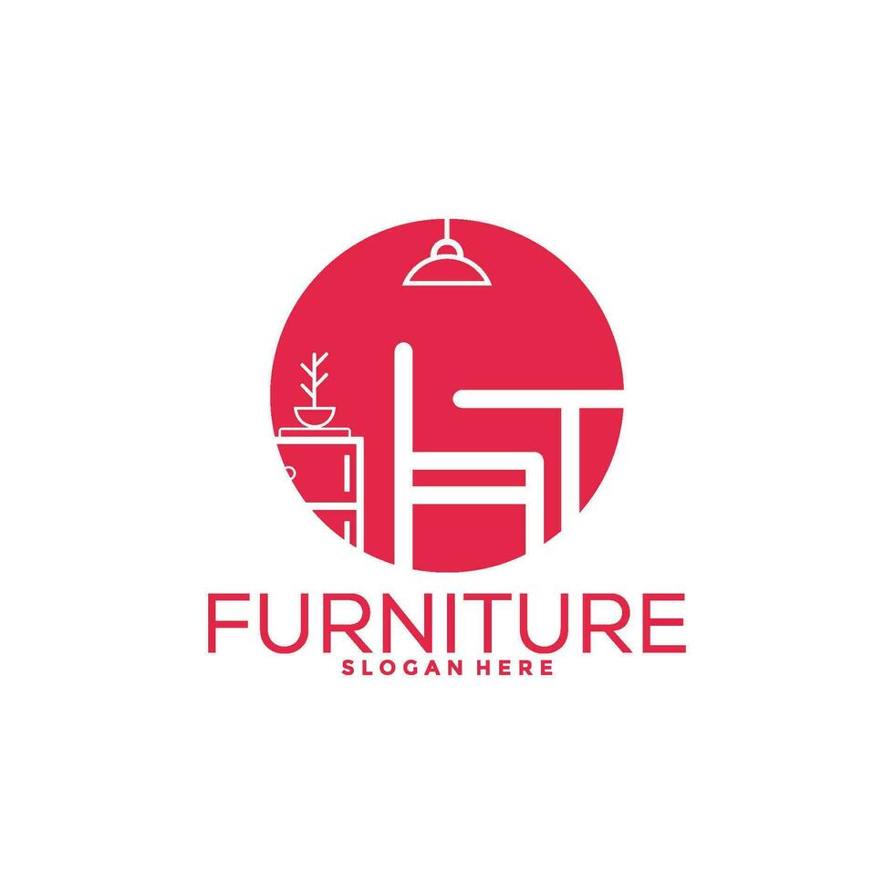 Furniture logo design with creative concept, Interior logo vector template