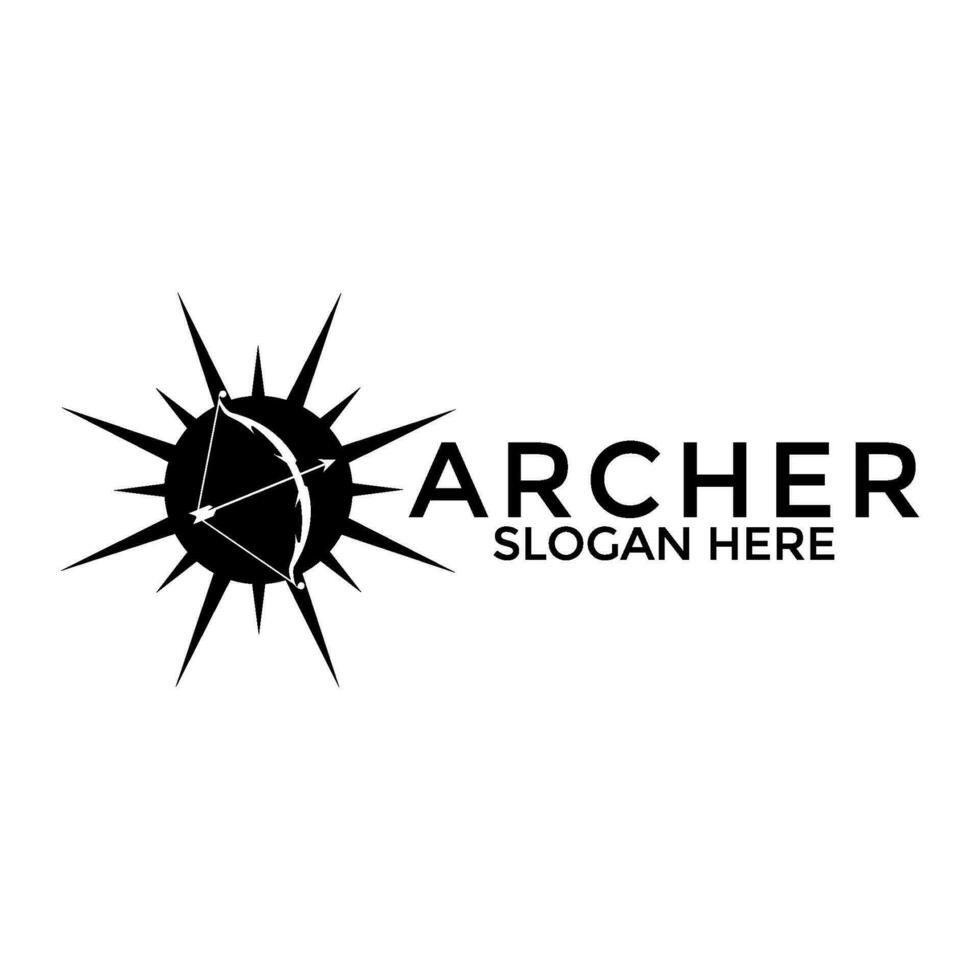archer sun logo vector, creative archer with sun logo design template vector