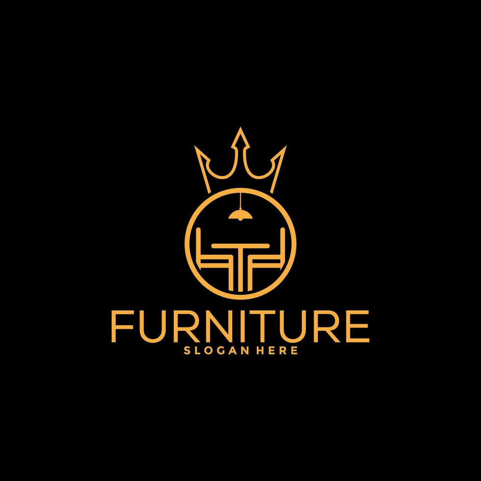 King Furniture logo design with creative concept, Interior logo vector template