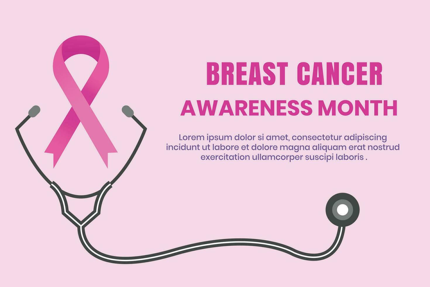 Breast cancer awareness pink ribbon medical banner background vector