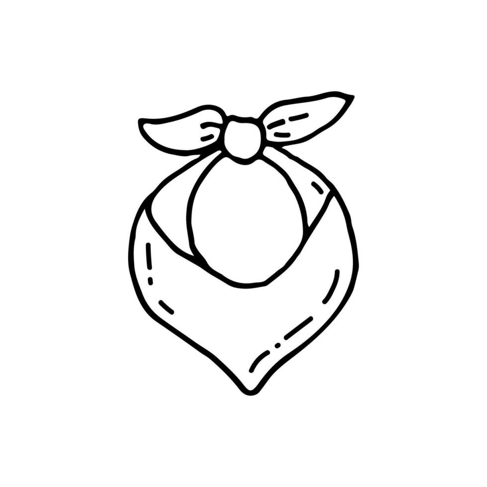 Cute cowboy neckerchief. Bandana. Multifunctional accessory. Wild West. Doodle. Vector illustration. Hand drawn. Outline.
