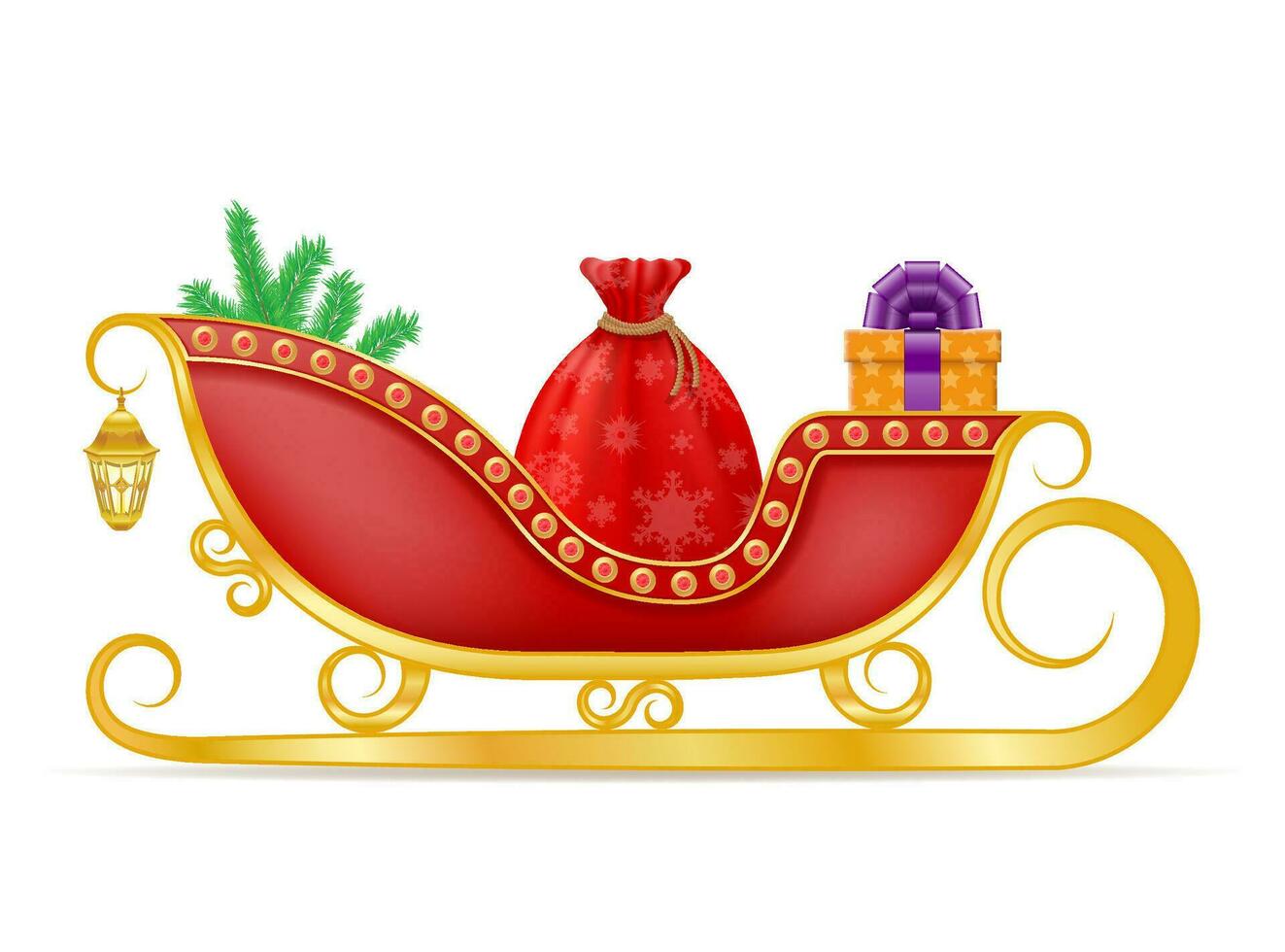 christmas winter santa sleigh vector illustration isolated on white background