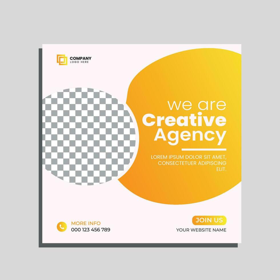 Vector digital marketing agency social media post design. editable square banner for creative agency.