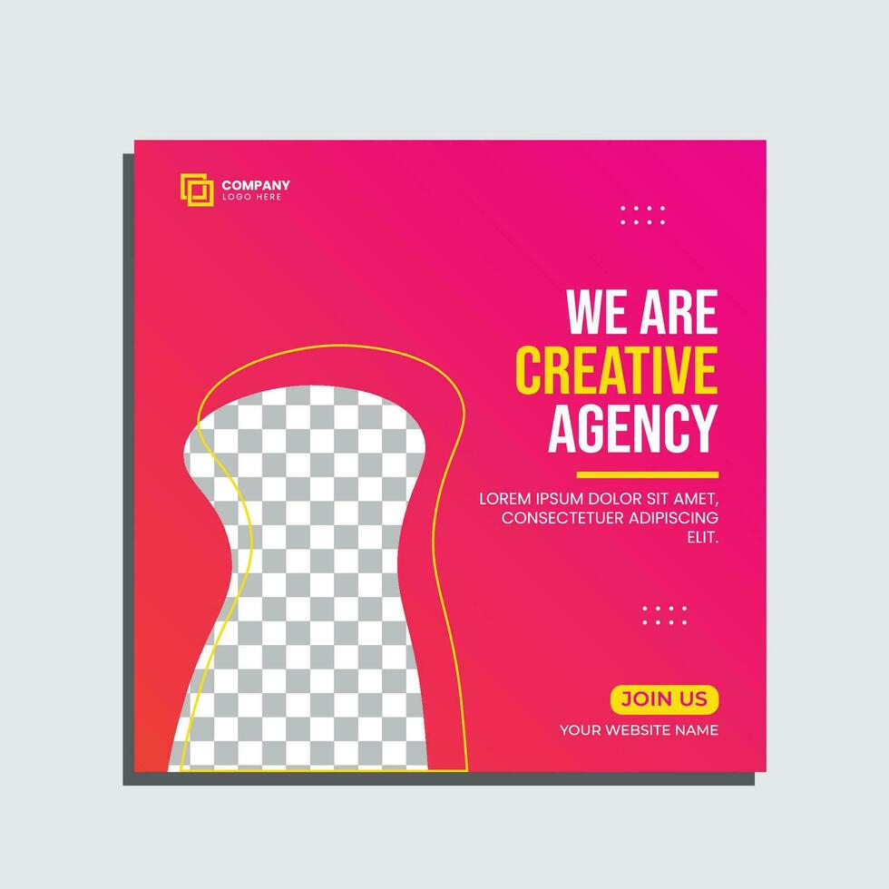 Vector digital marketing agency social media post design. editable square banner for creative agency.