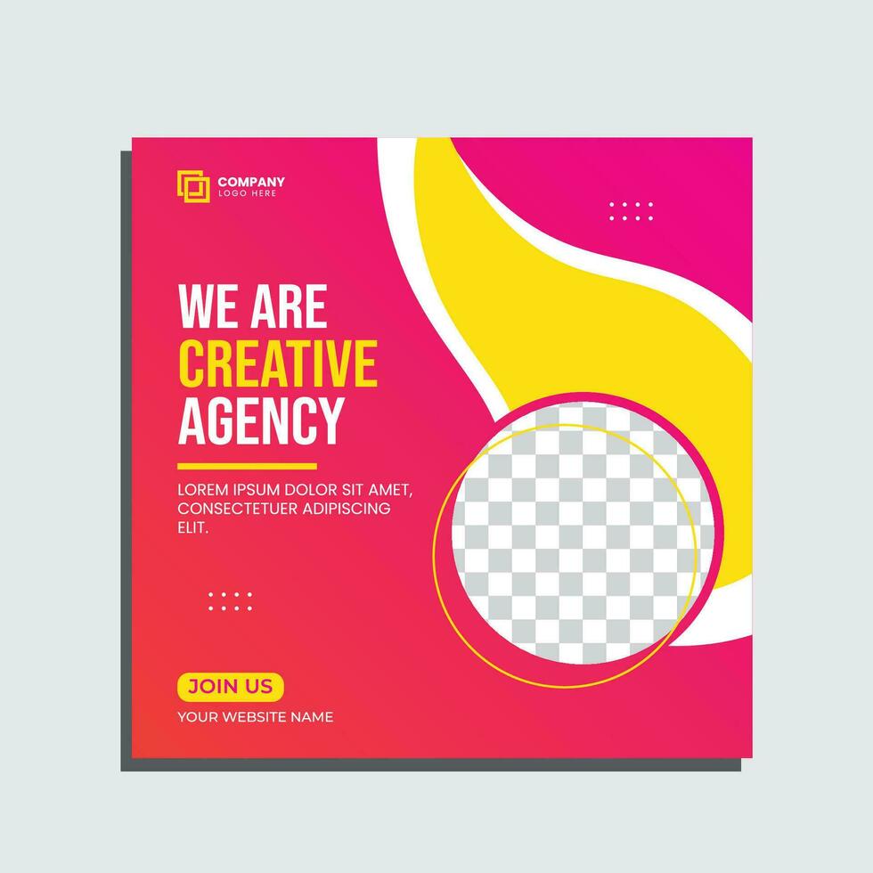 Vector digital marketing agency social media post design. editable square banner for creative agency.