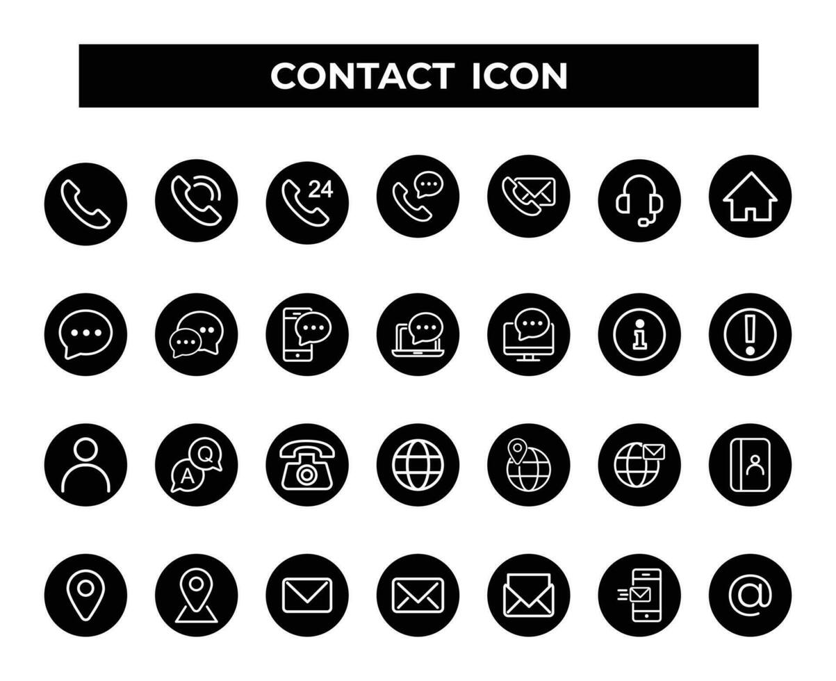 Universal contact icons set. Flat vector illustration.