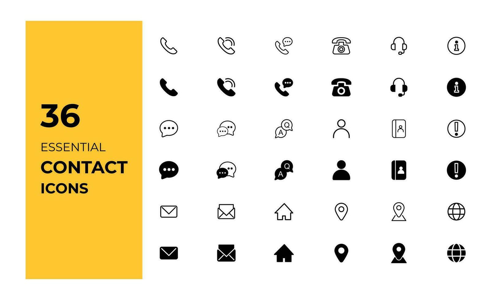 Universal contact icons set. Flat vector illustration.