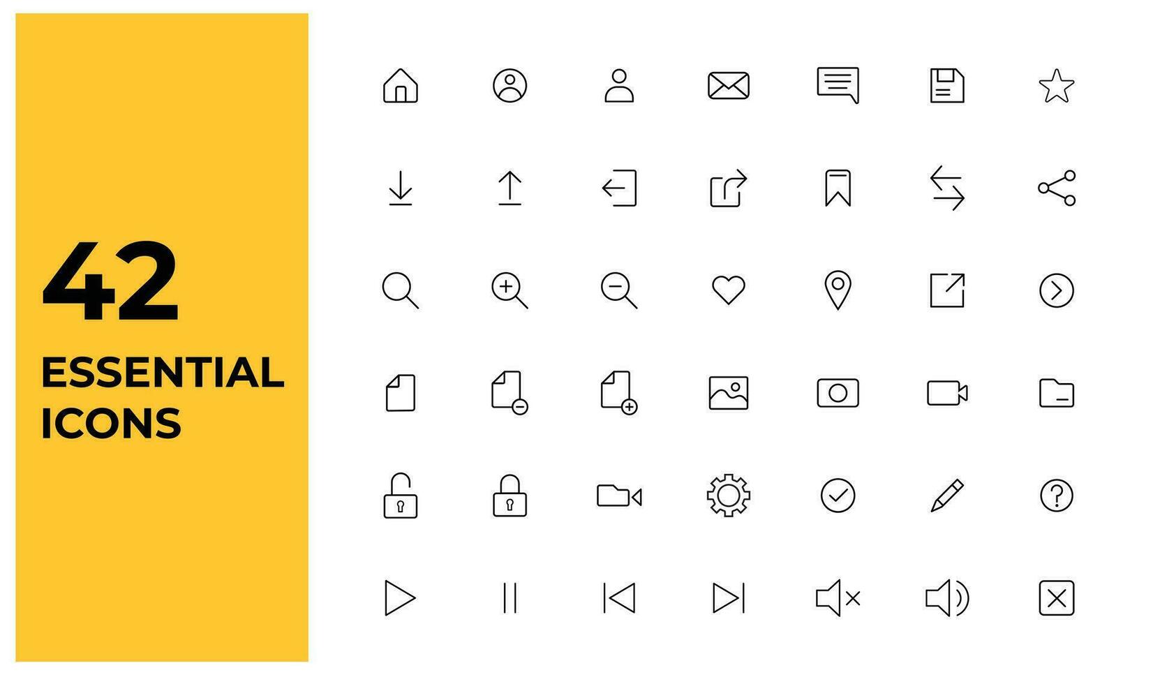 UX UI line icon set. basic essential ux ui kit. vector