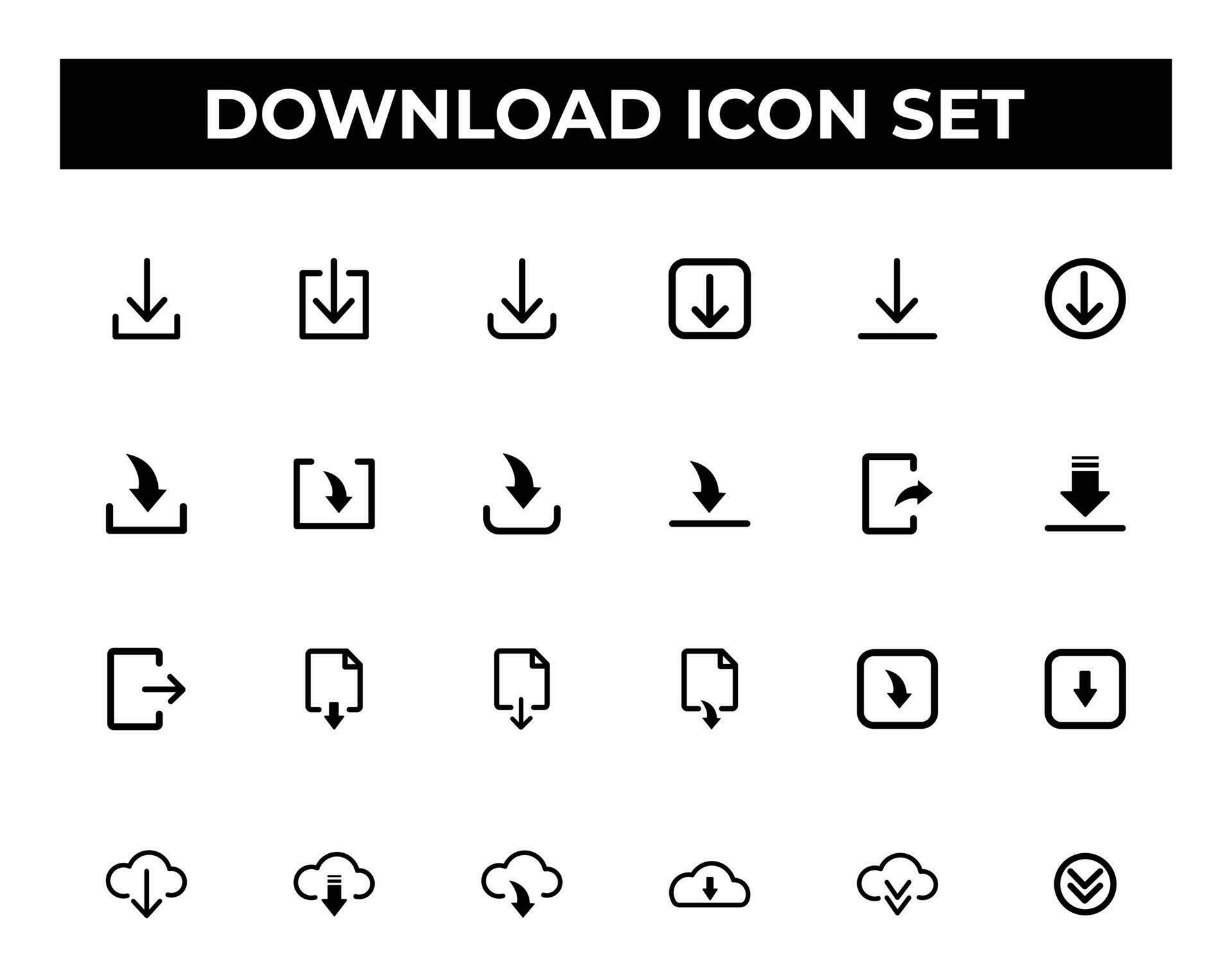Download buttons icons. flat icon set 32209227 Vector Art at Vecteezy