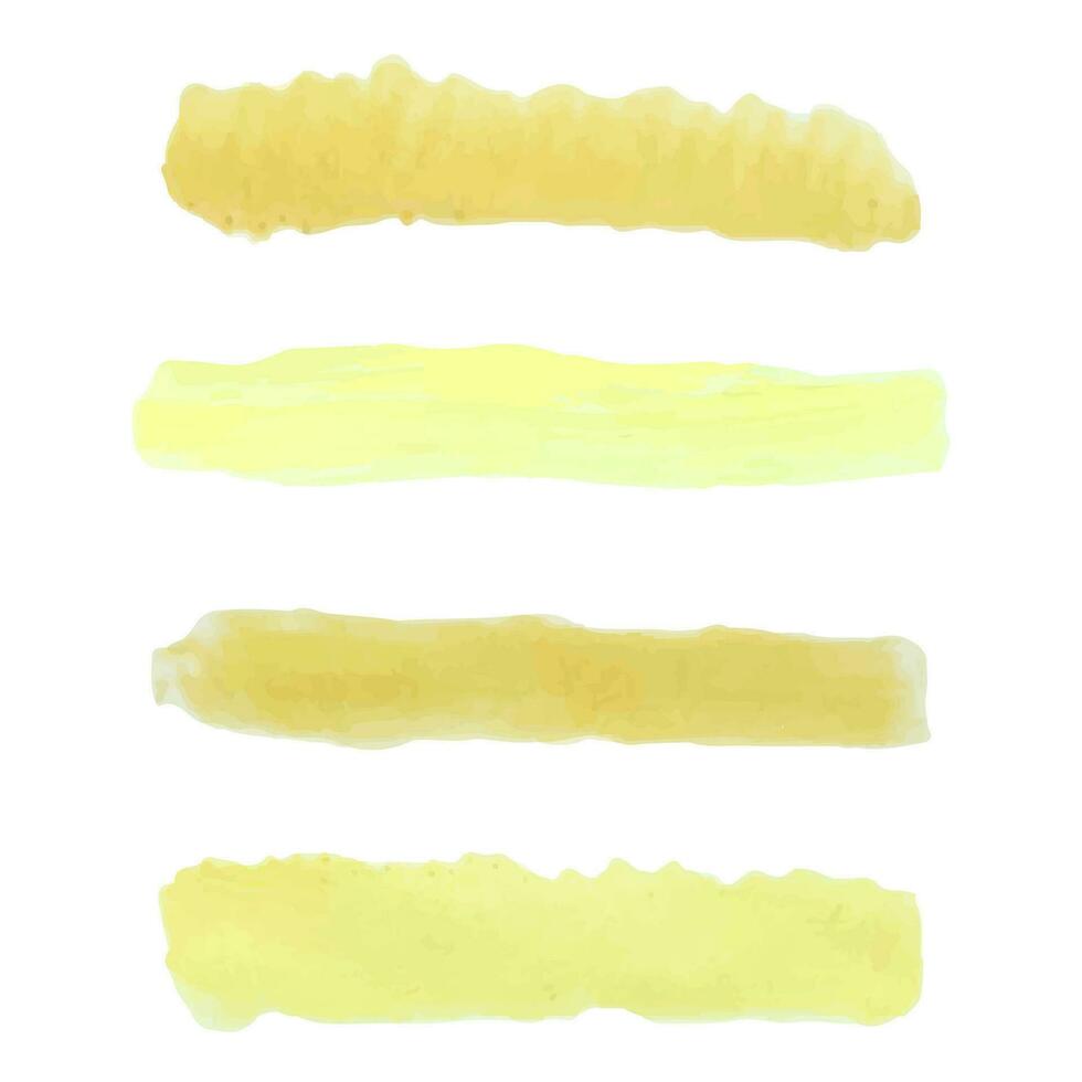 watercolor yellow strokes, watercolor brush set vector