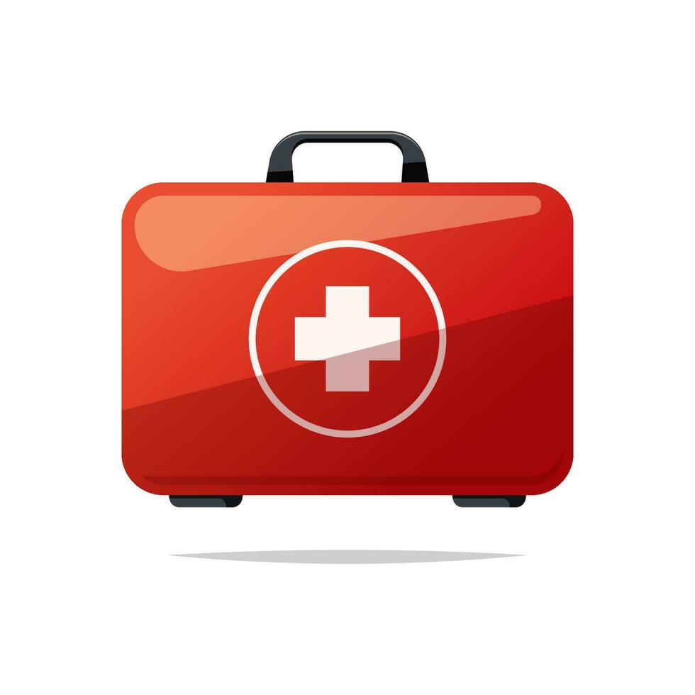 First aid medicine box kit vector isolated on white background.