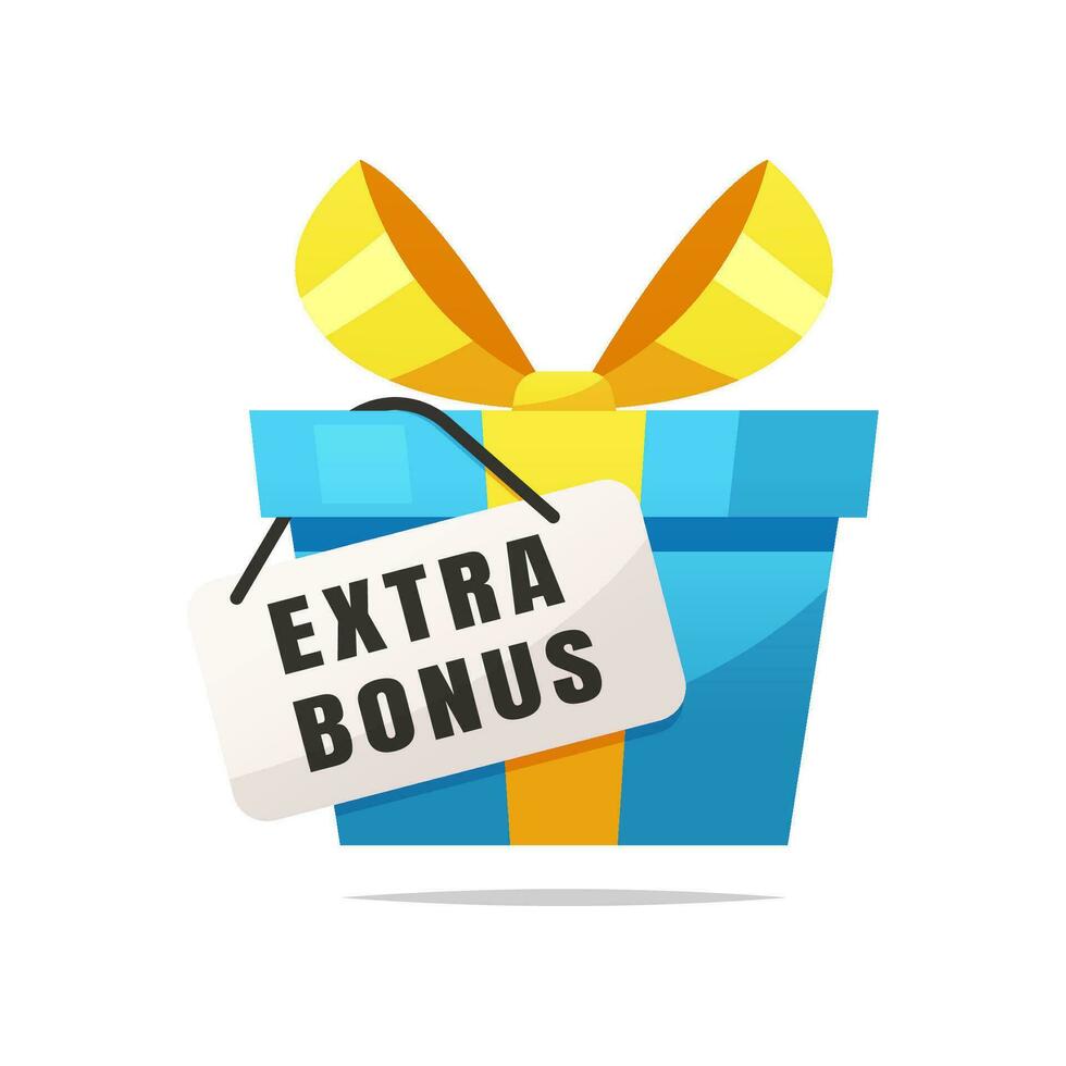 Extra bonus label banner gift box vector