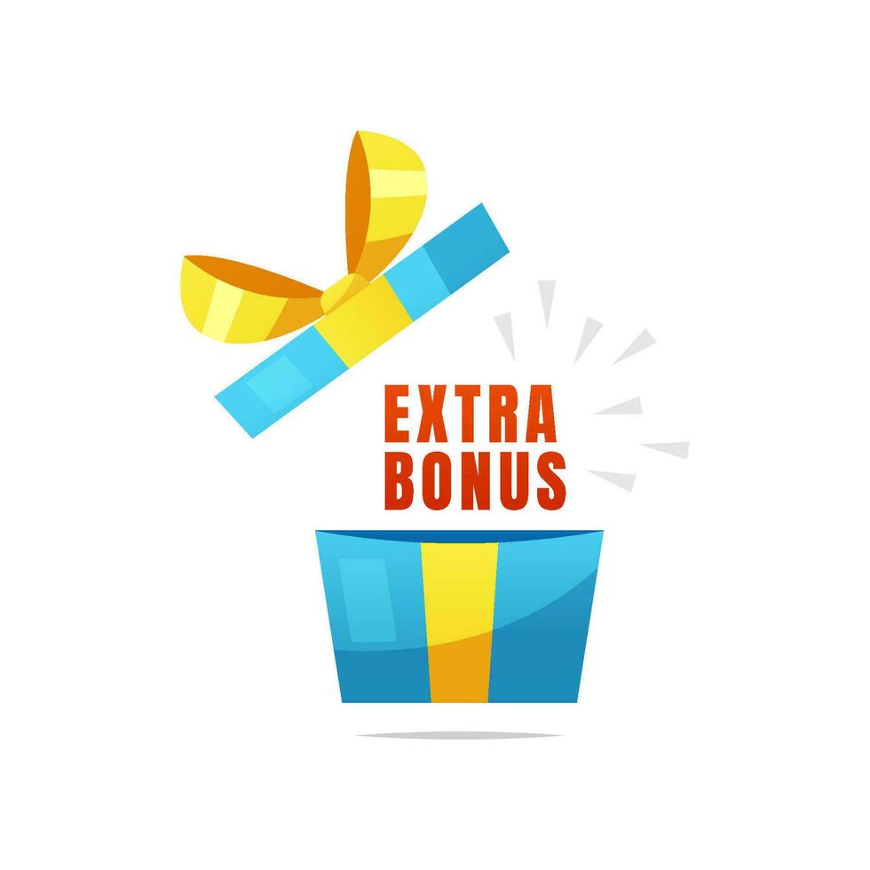 Extra bonus label banner gift box vector