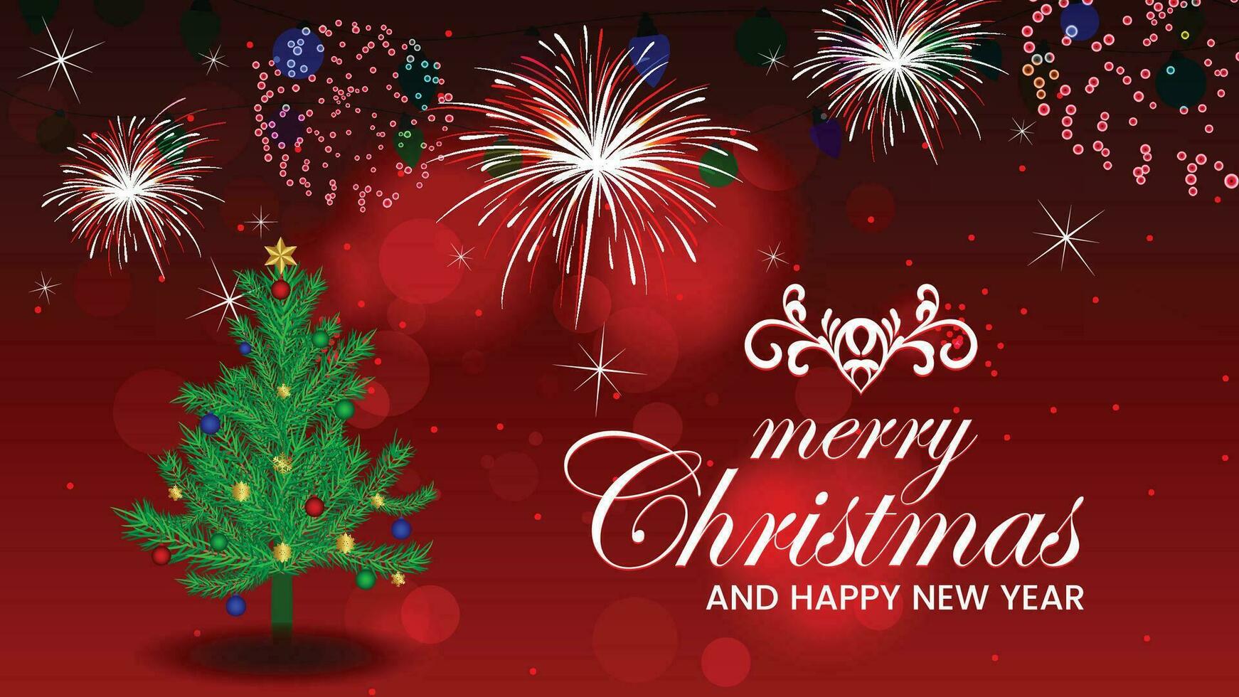 Christmas Holiday Card with Evergreen Silhouettes. vector