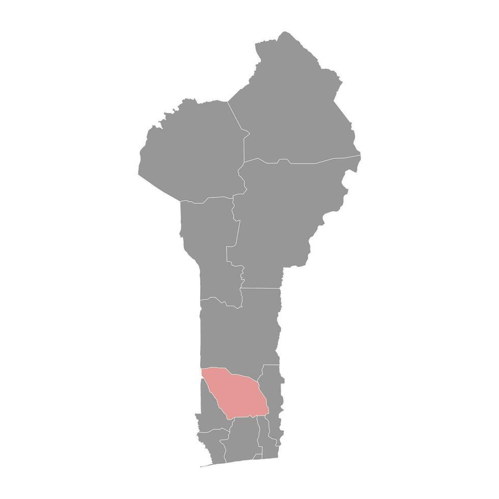 Zou department map, administrative division of Benin. vector