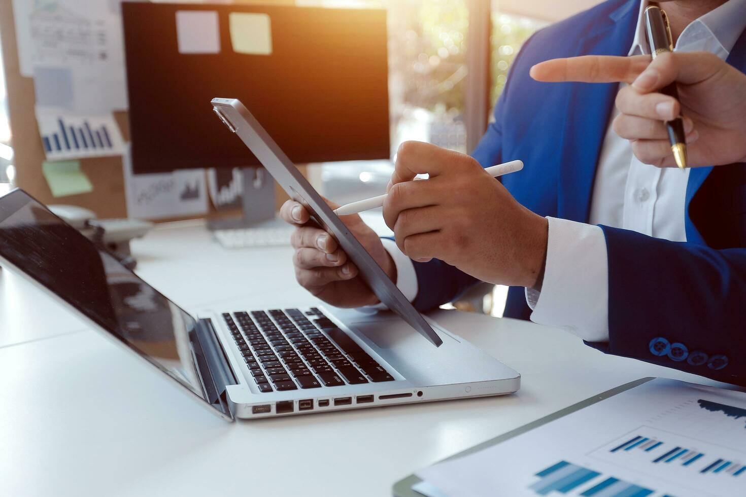 Business Documents, Auditor businesswoman checking searching document legal prepare paperwork or report for analysis TAX time,accountant Documents data contract partner deal in workplace office photo