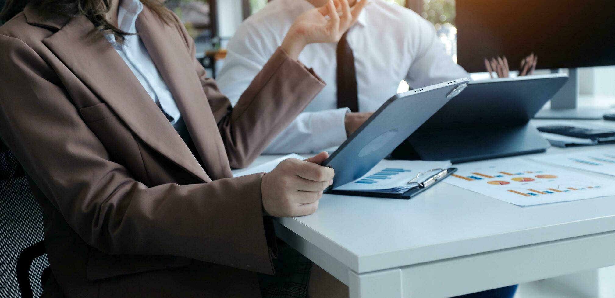 Business Documents, Auditor businesswoman checking searching document legal prepare paperwork or report for analysis TAX time,accountant Documents data contract partner deal in workplace office photo