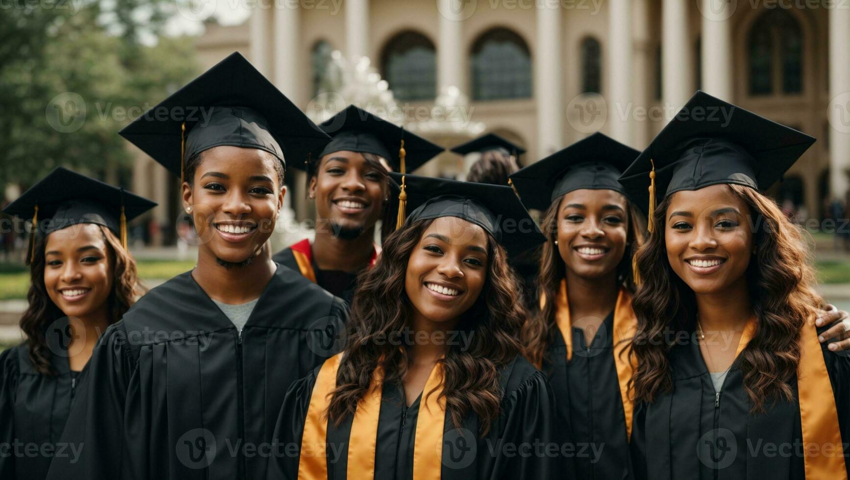 Group photo of happy joyful diverse multiracial college. Ai Generated