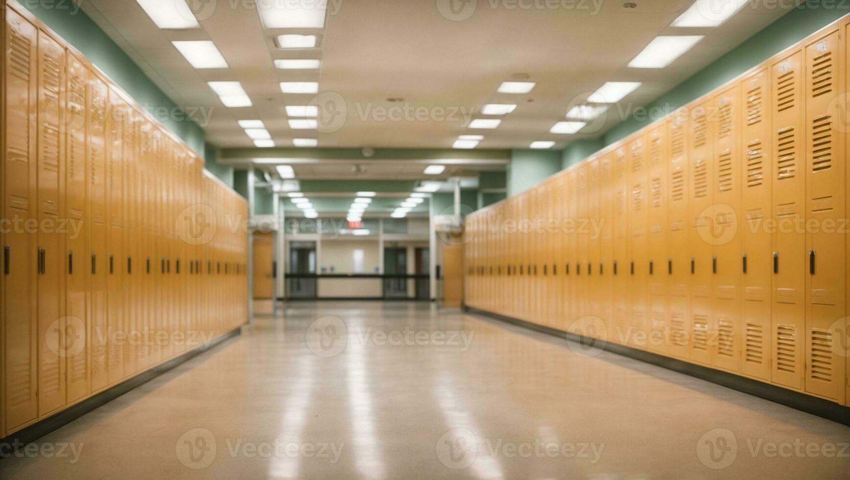 High school hallway with lockers. Ai Generated photo