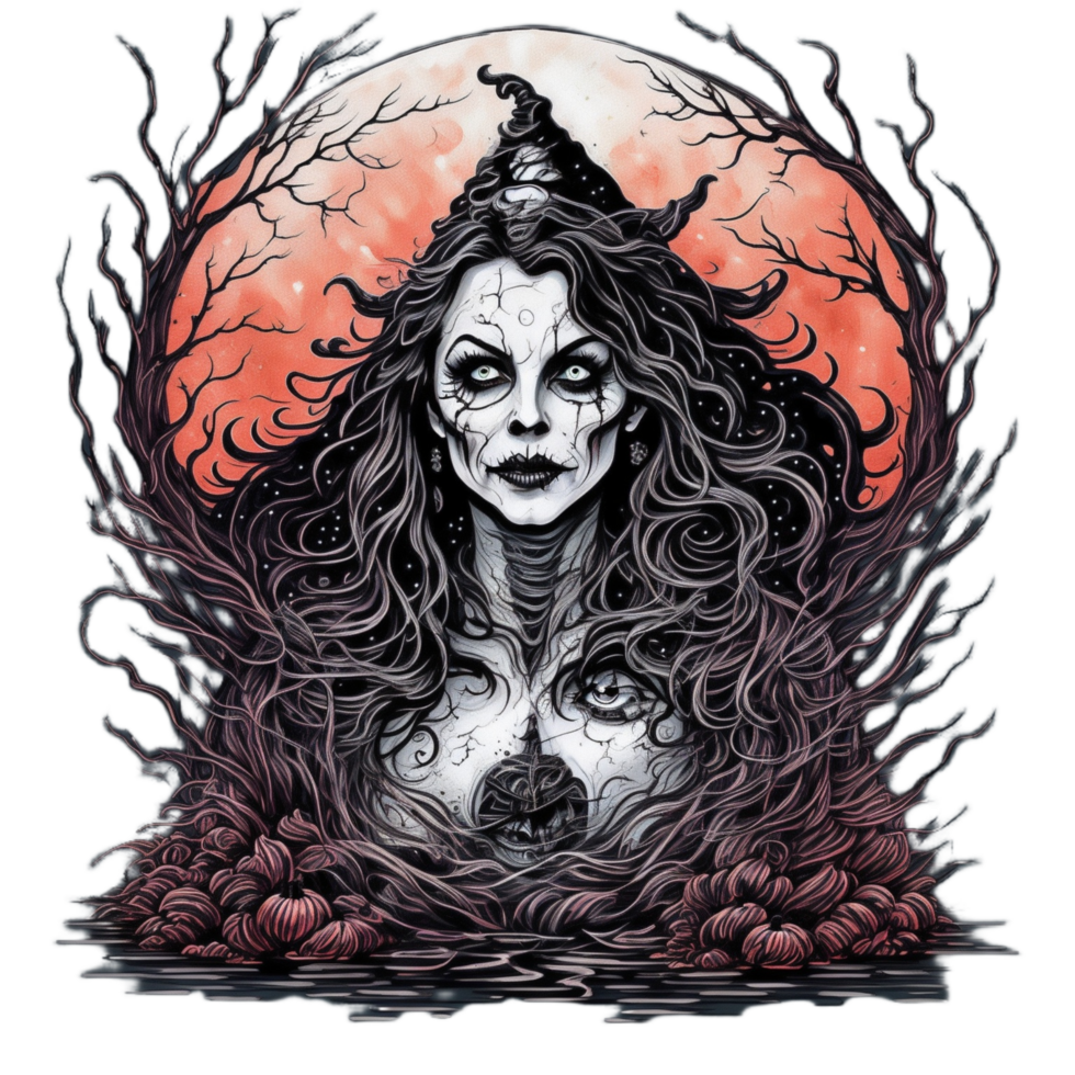 Witch Scary Illustration PNG Image Transparent Background Ai Generative