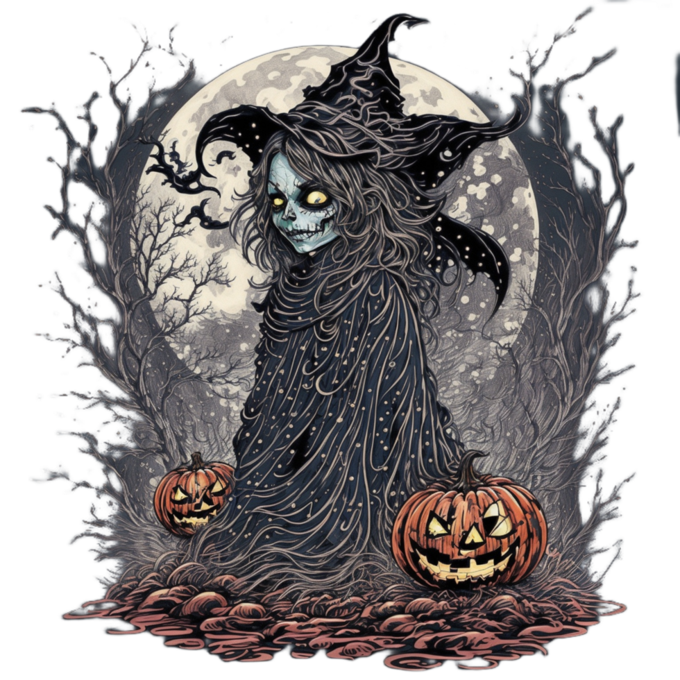 Witch Scary Illustration PNG Image Transparent Background Ai Generative