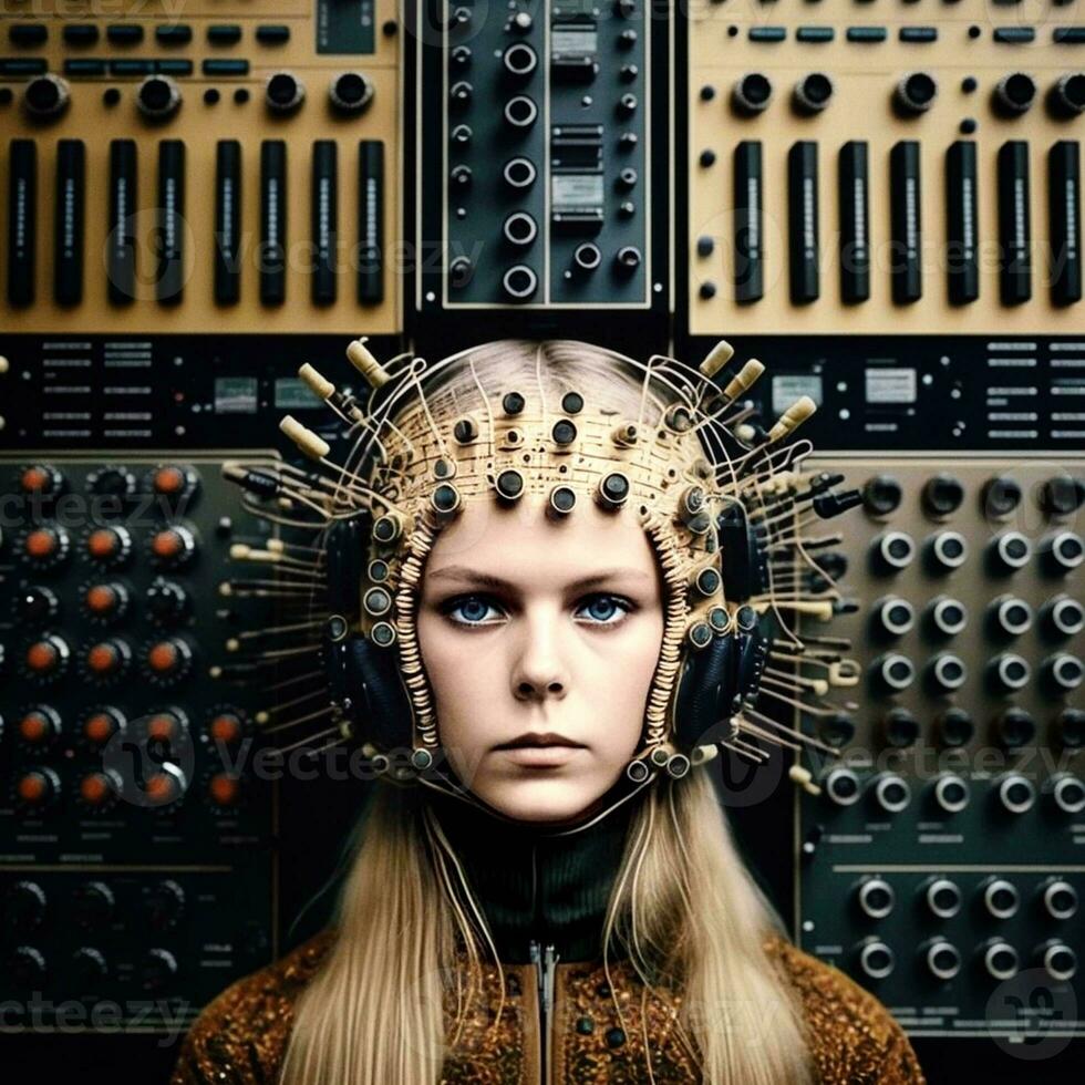 Synth Siren A Futuristic Ode to AI Harmony   Great modular synth   generative ai photo