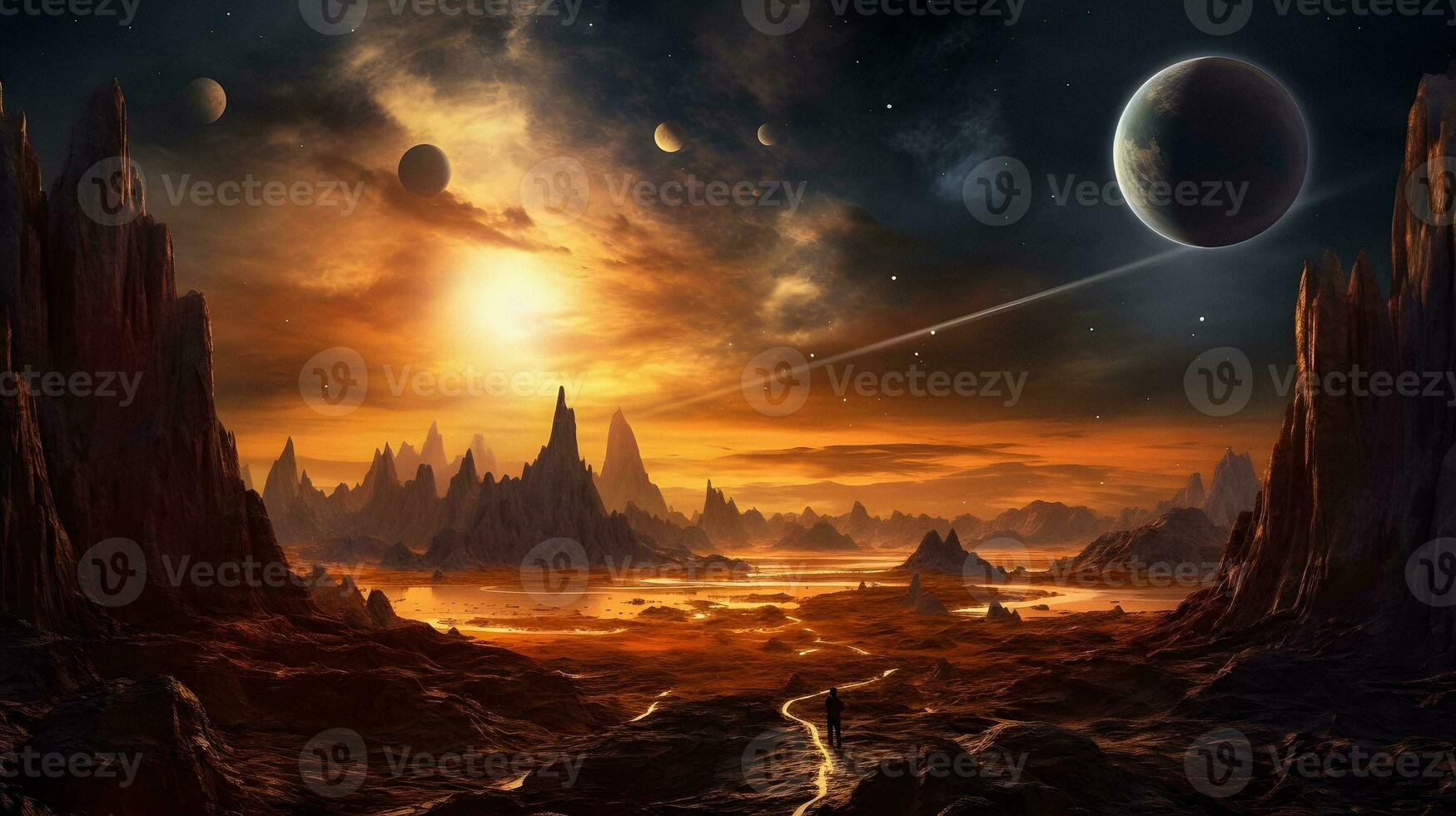 Enchanting Landscape of an AI Generated Alien World photo