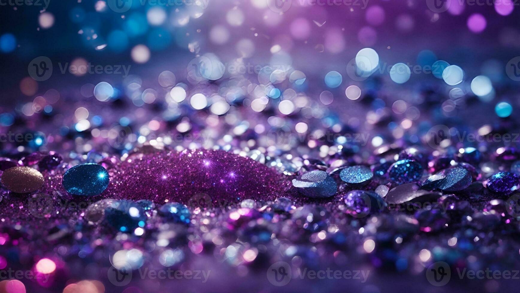 abstract glitter silver, purple, blue lights background. de-focused. banner. Ai Generated photo