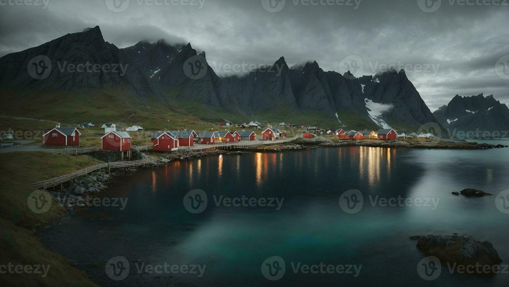 Sakrisoy, Lofoten Island, Norway. Ai Generated photo