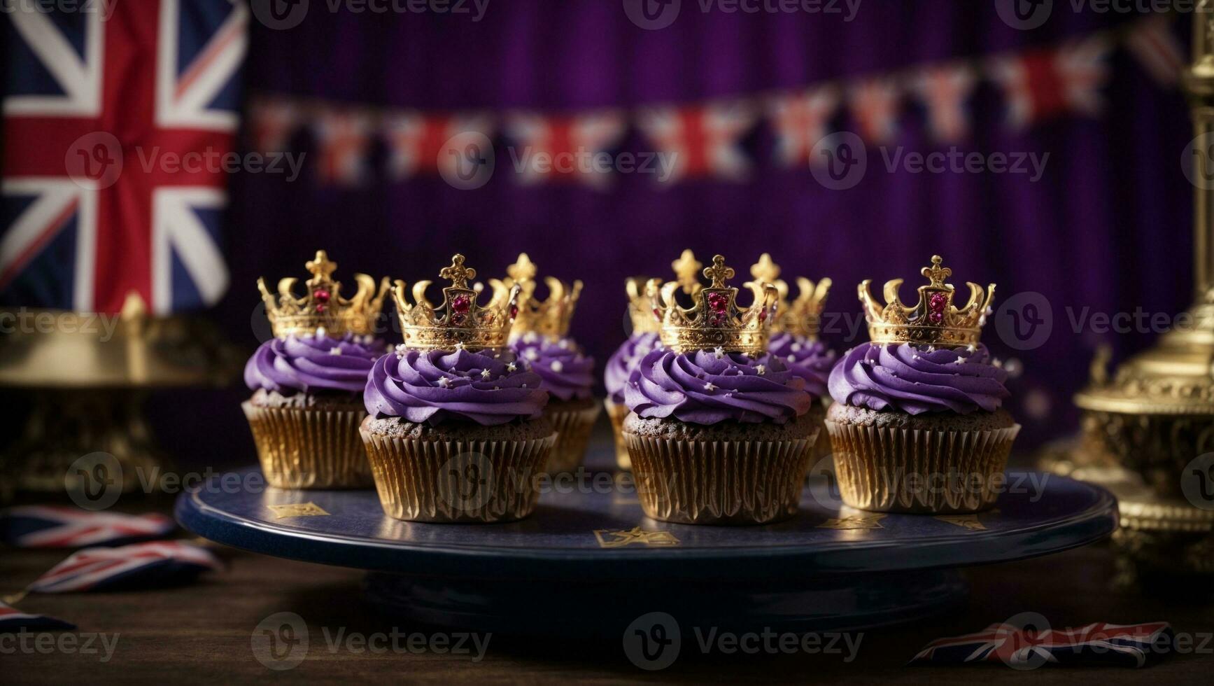 Royal Coronation Cupcakes to celebrate the coronation of King Charles III. Ai Generated photo