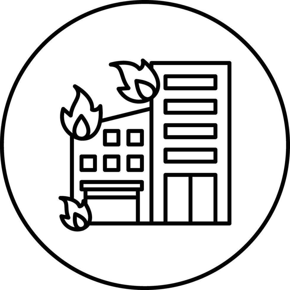 edificio fuego vector icono