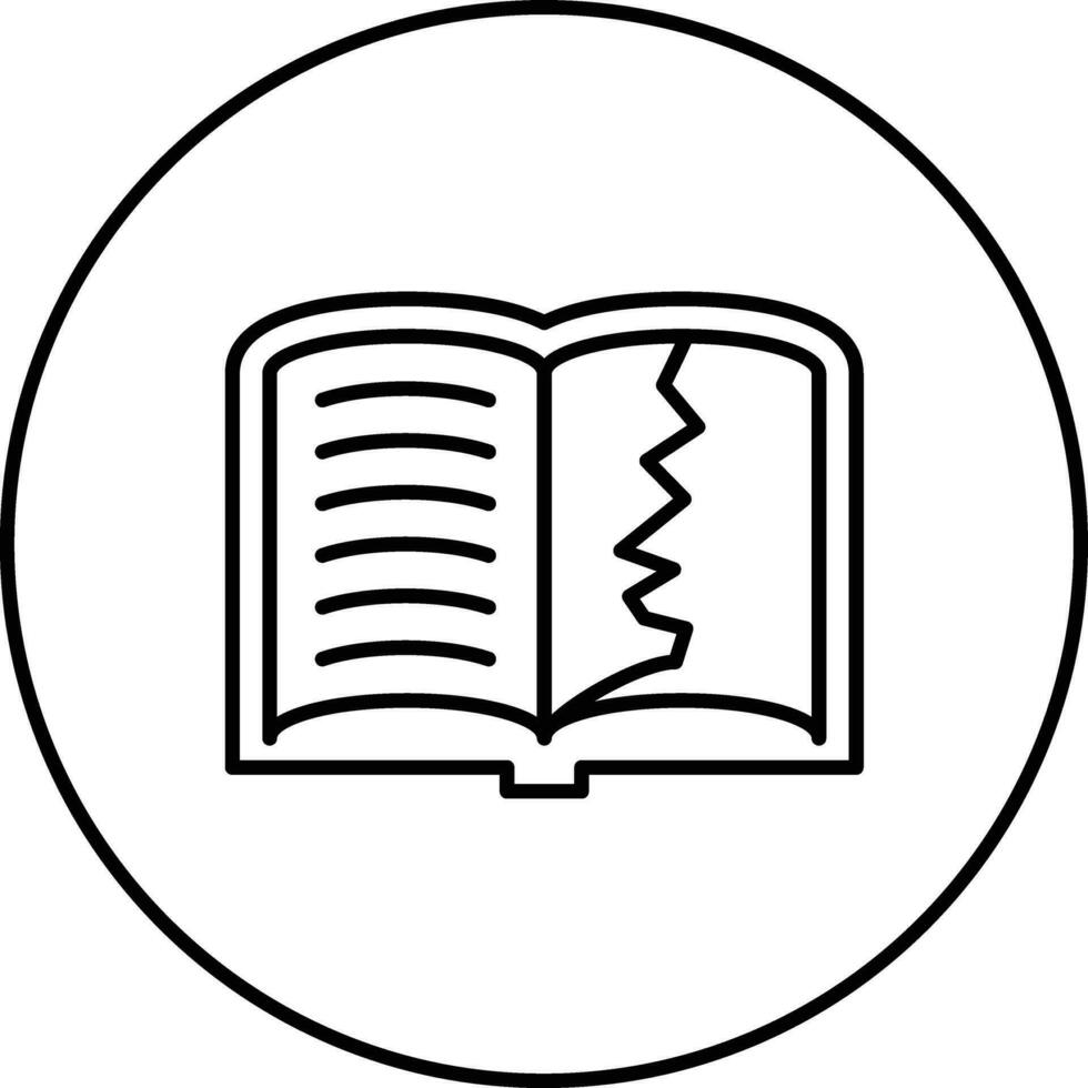 icono de vector de libro rasgado