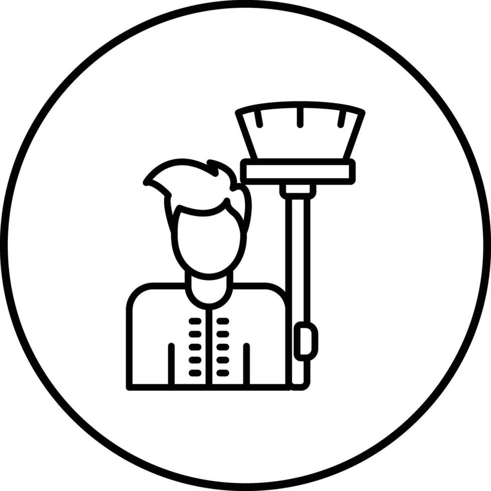 Man Holding Mop Vector Icon