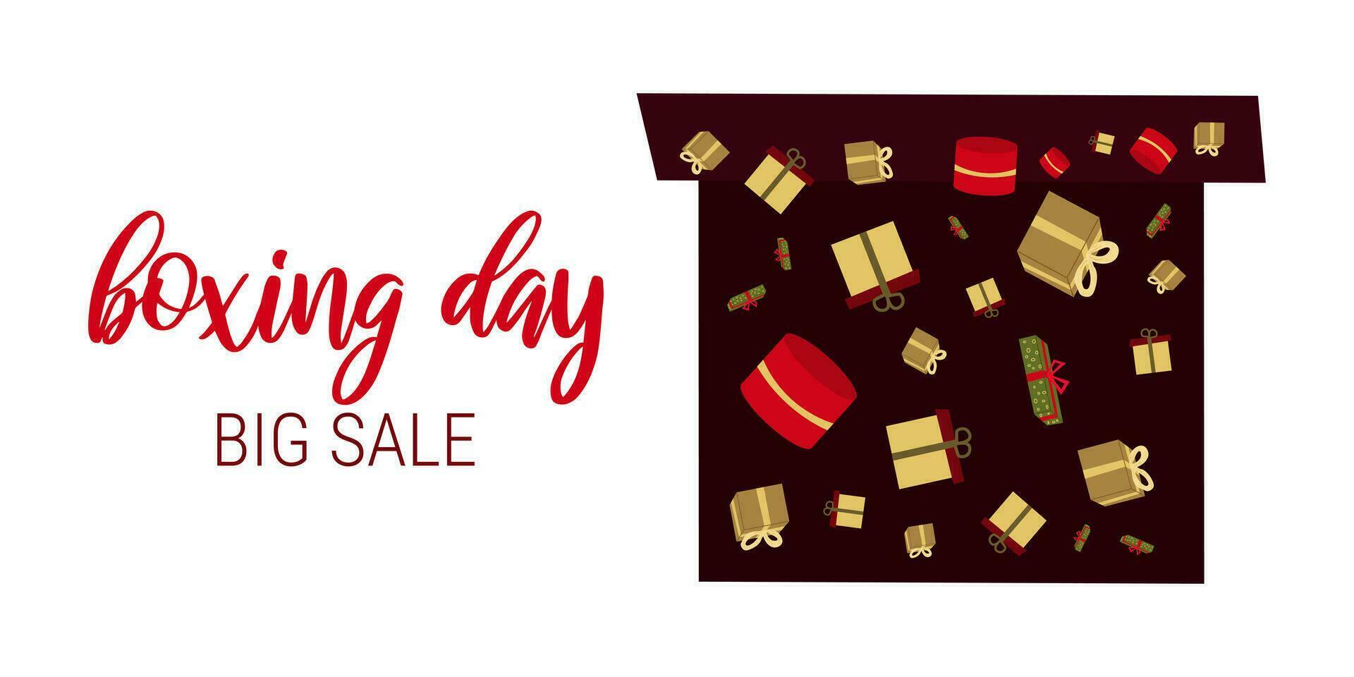 Boxing Day. Horizontal banner. Color Holiday Boxes vector