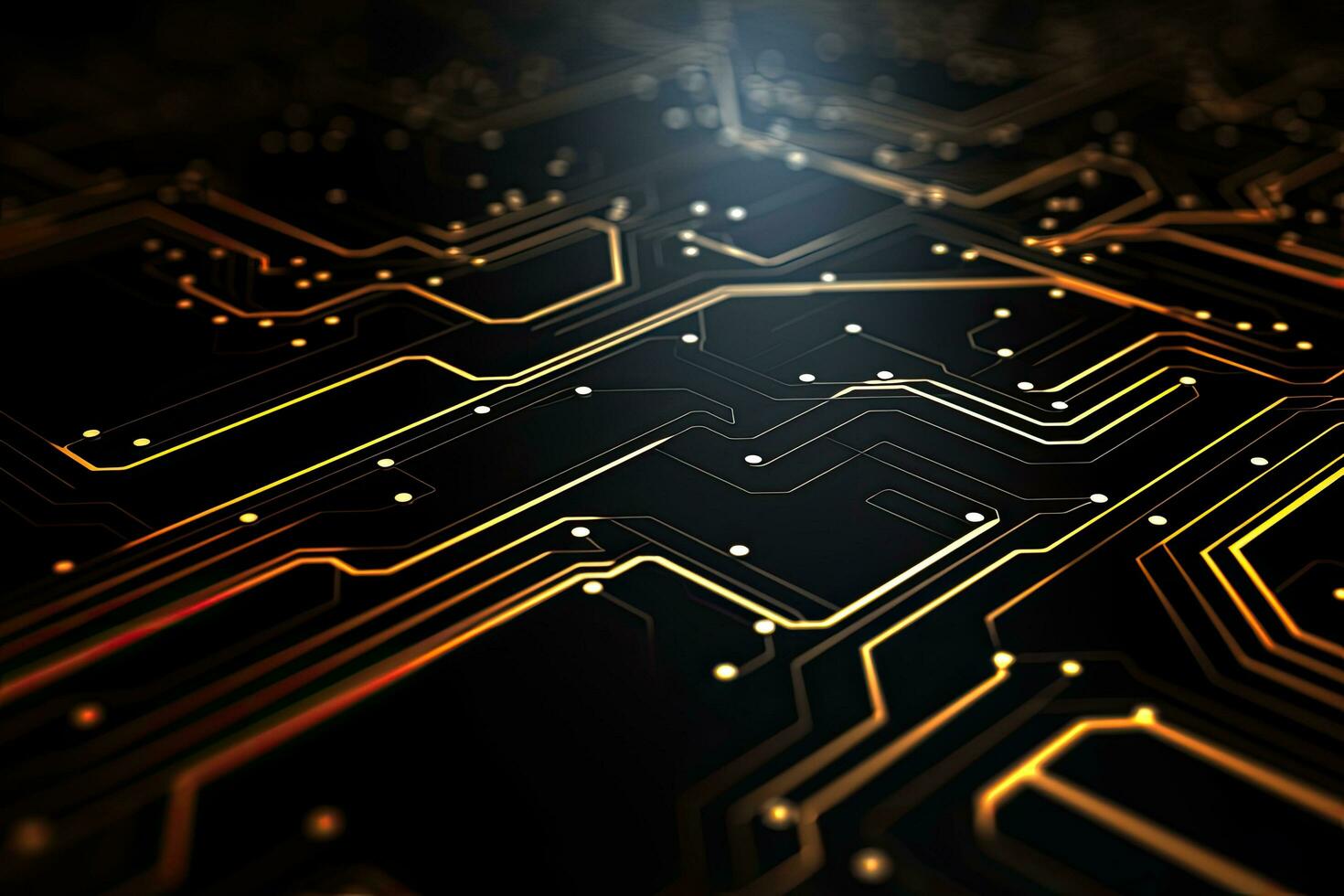 Circuit board, technology background. 3d rendering toned image, Futuristic technology wallpaper with digital waves and circuit board patterns, Black background, AI Generated photo