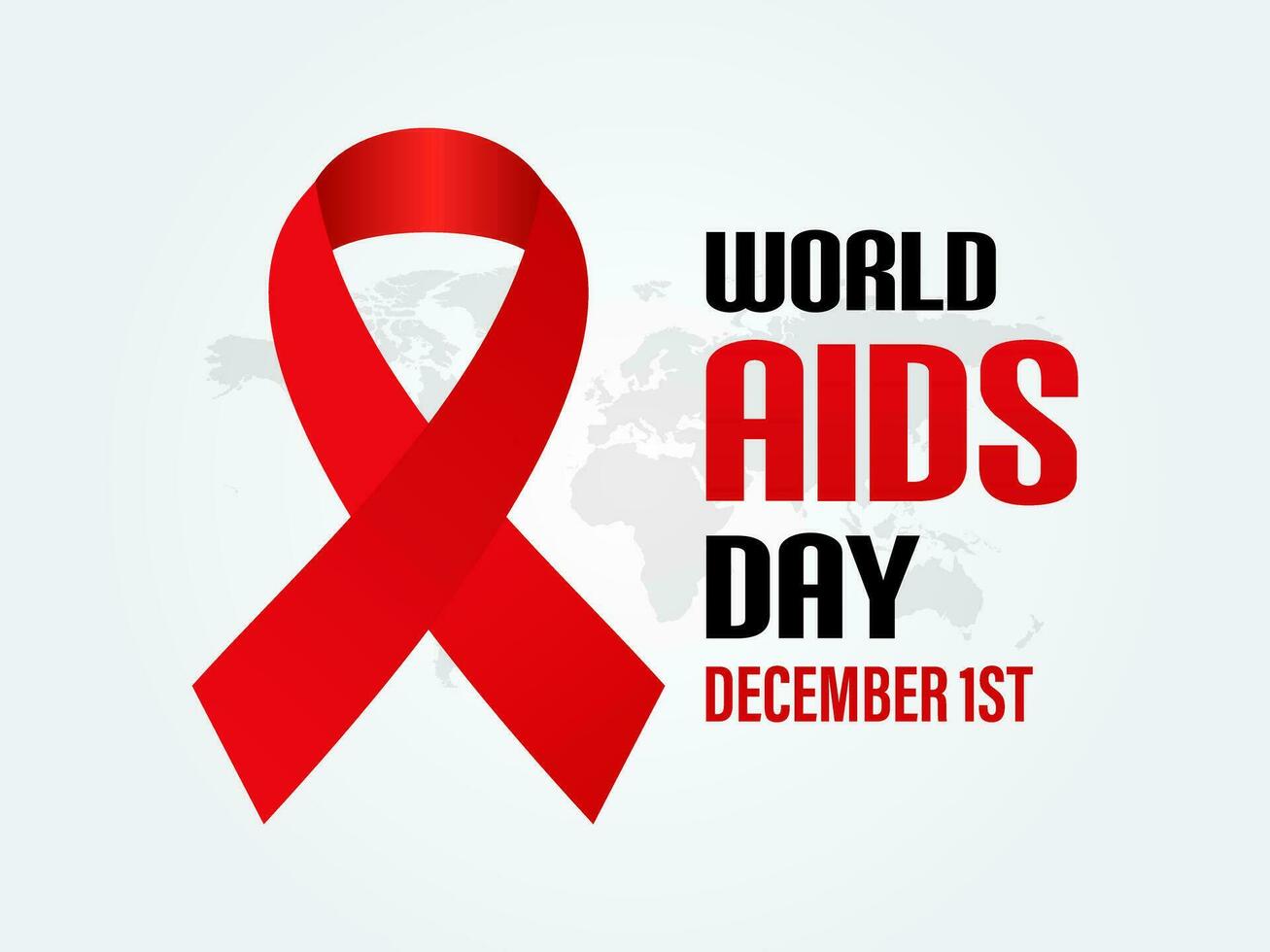 World Aids Day concept with  Red Ribbon. Banner with realistic . 1st December  Background, banner, card, poster, template. Vector illustration.