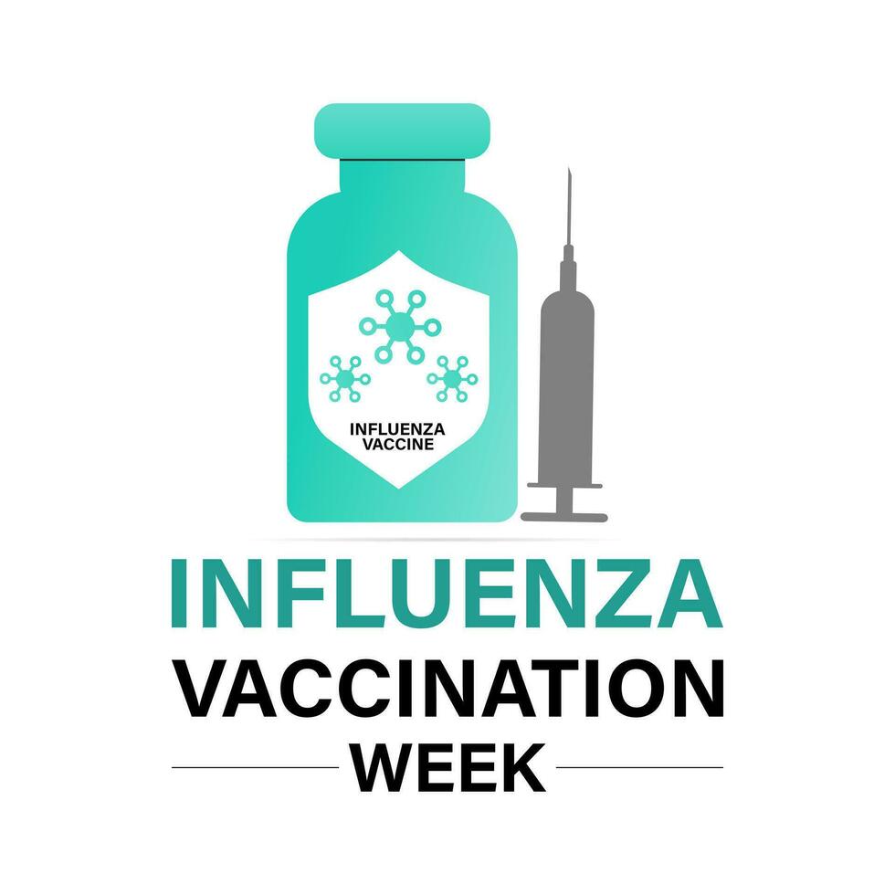 nacional influenza vacunación semana desde diciembre Primero a 7mo.. plano diseño. volantes diseño. fondo, bandera, tarjeta, póster, modelo. vector ilustración