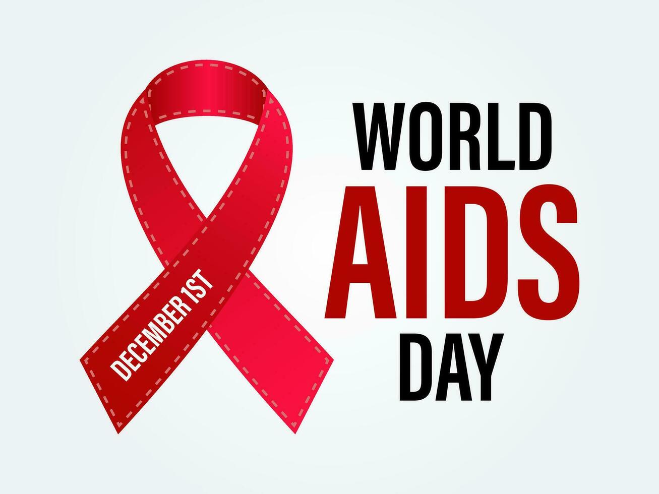 World Aids Day concept with  Red Ribbon. Banner with realistic . 1st December  Background, banner, card, poster, template. Vector illustration.