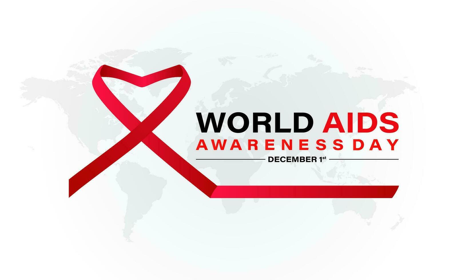World Aids Day concept with  Red Ribbon. Banner with realistic . 1st December  Background, banner, card, poster, template. Vector illustration.