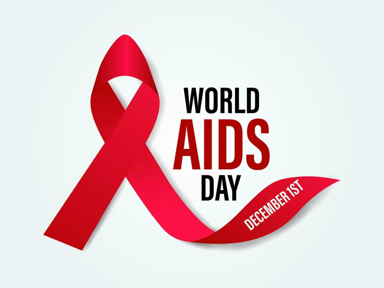 World Aids Day concept with  Red Ribbon. Banner with realistic . 1st December  Background, banner, card, poster, template. Vector illustration.