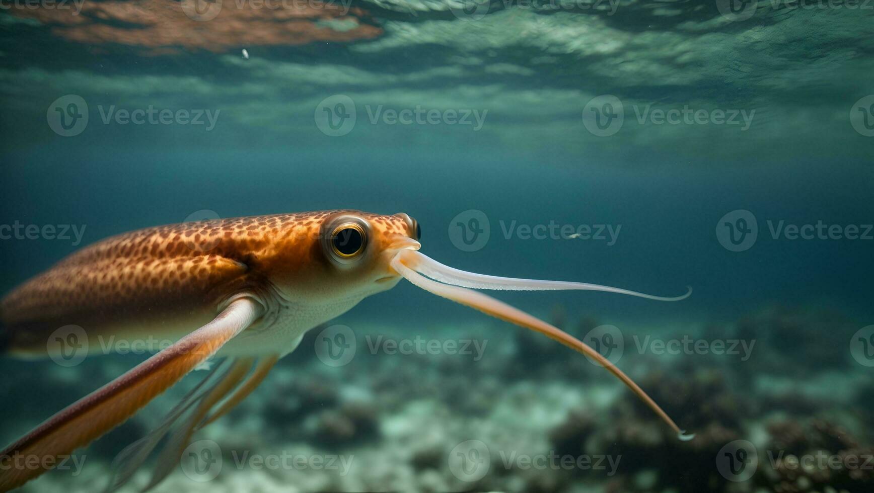 bigfin reef squid swimming in the sea . Ai Generated photo