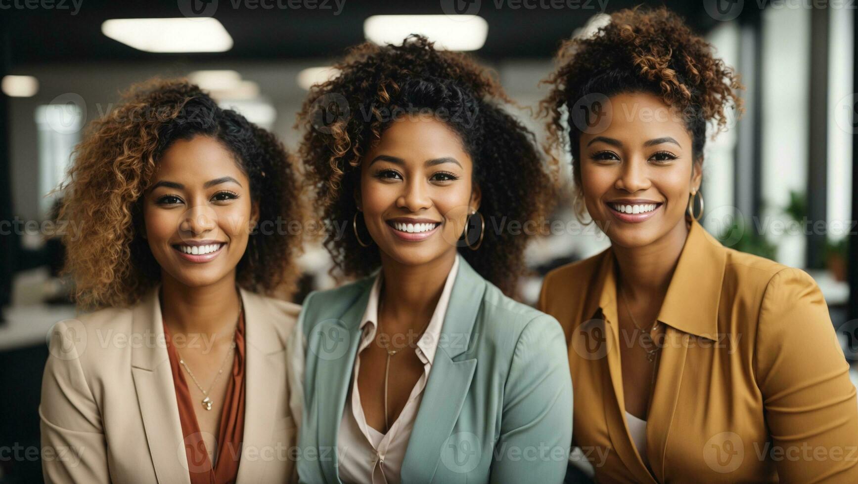 Happy multiethnic smiling business women working together in office. Ai Generated photo