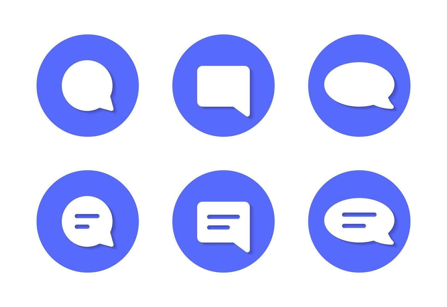 Speech bubble, message, comment icon vector in blue circle. Social media communication element