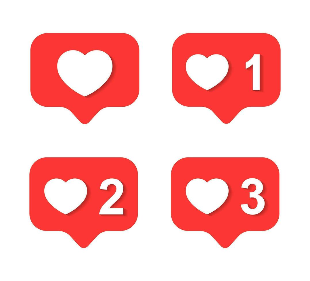 Like notification icon vector in flat style. Social media love symbol in flat style