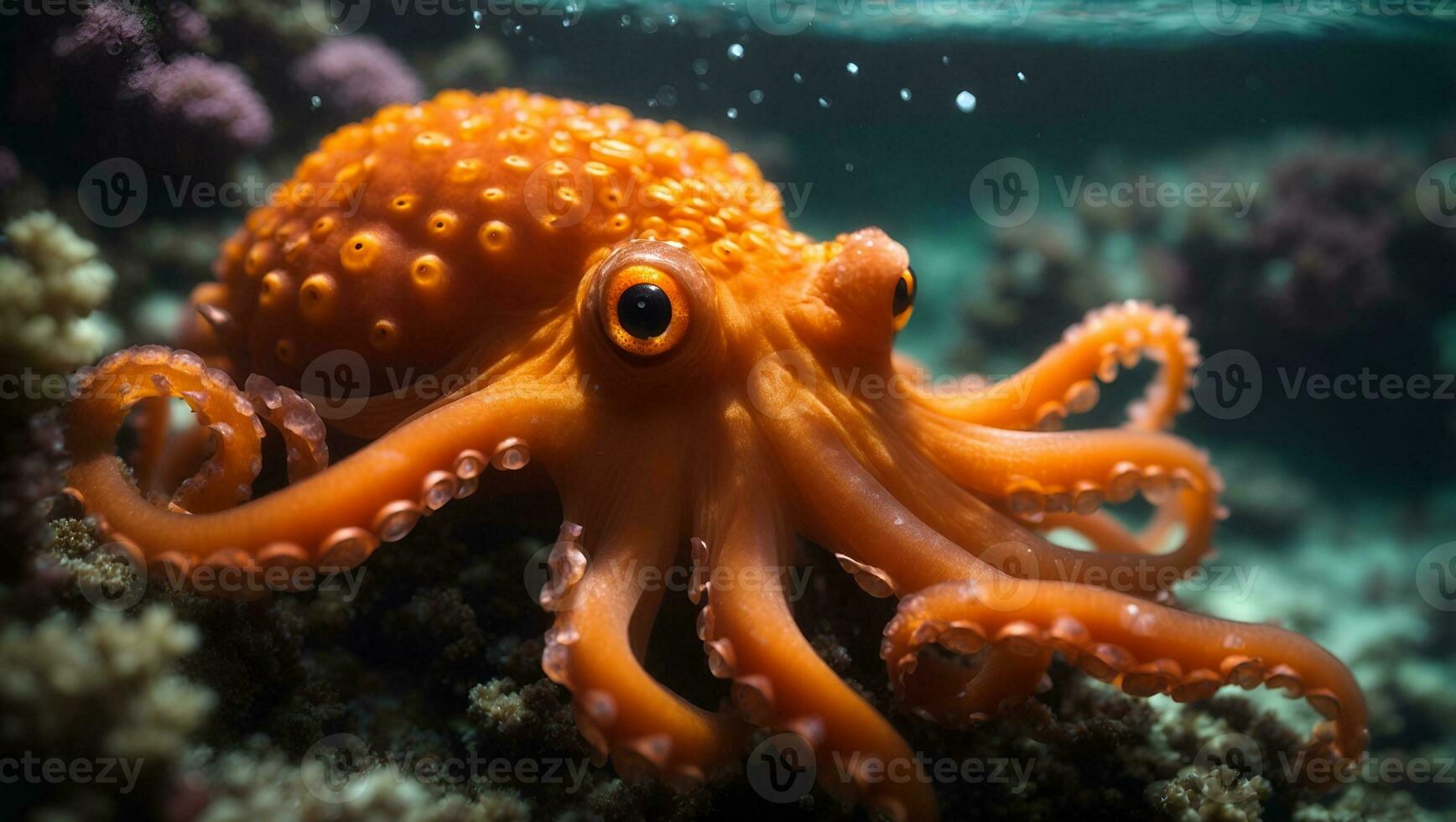 bright orange octopus sea. Ai Generated photo