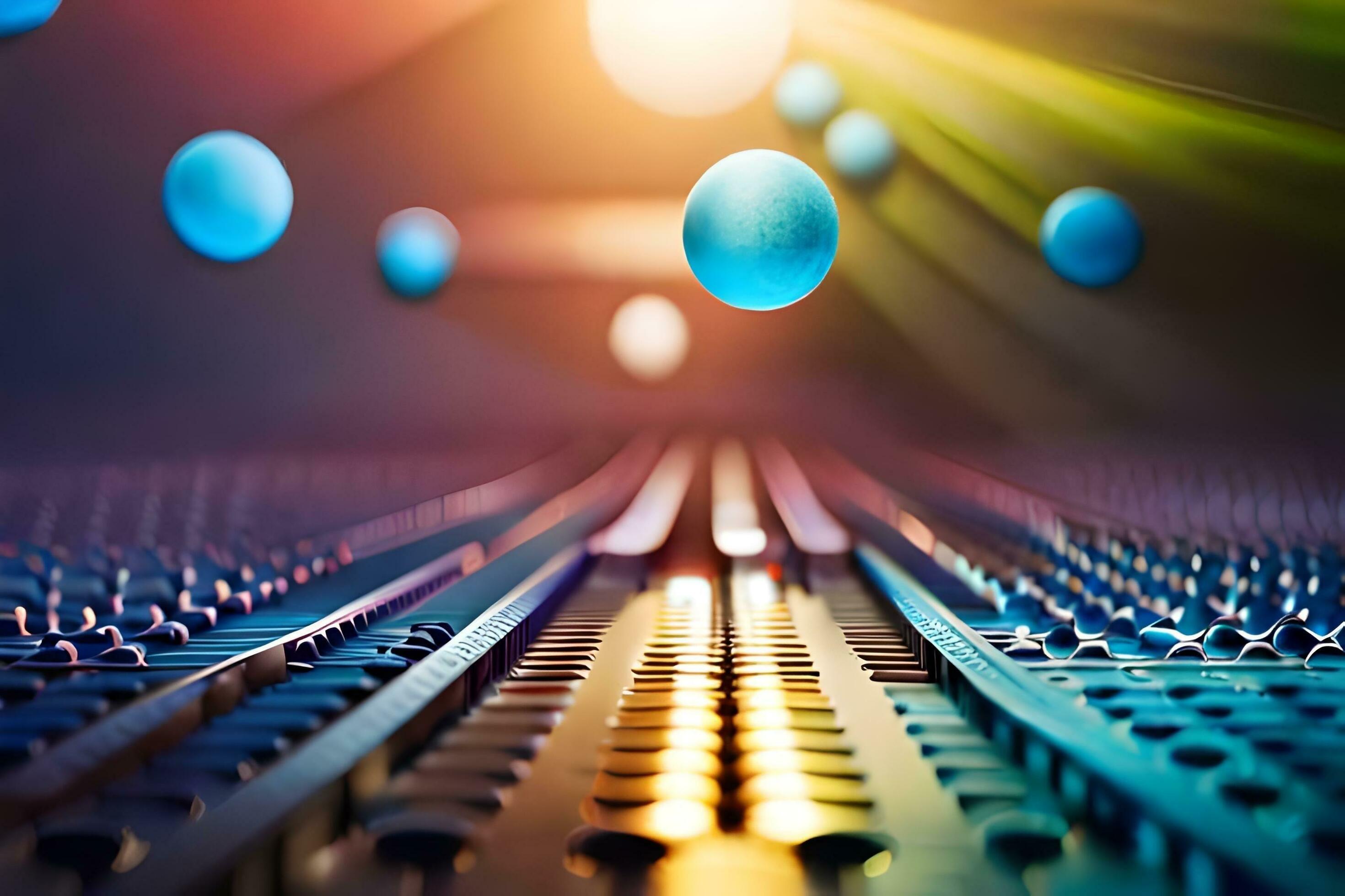 a sound mixing board with many blue balls. AIGenerated 32231105 Stock