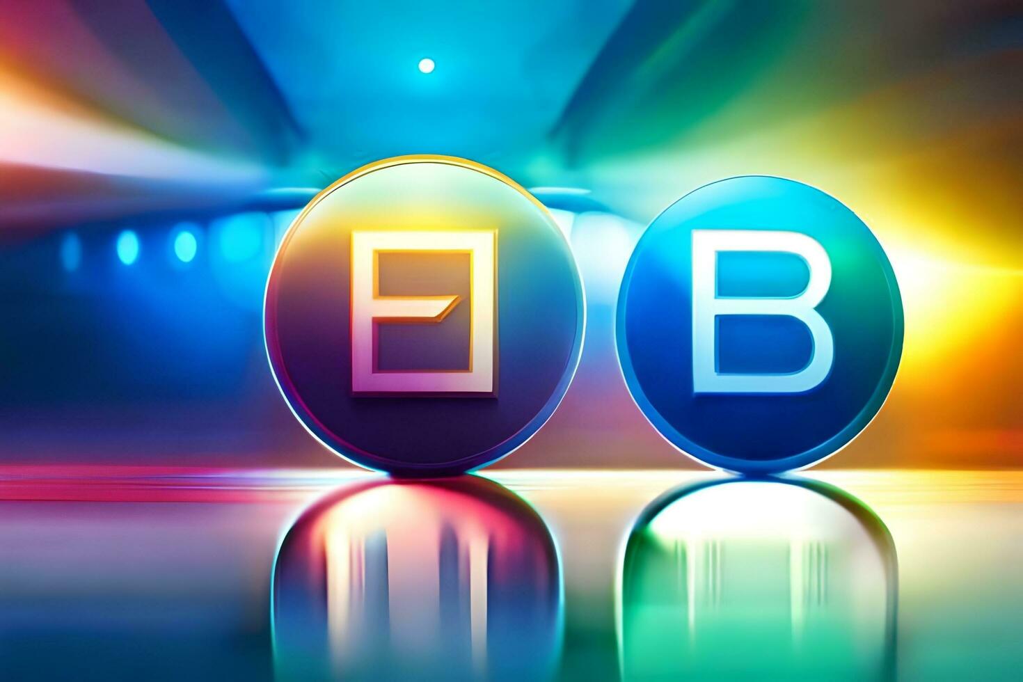 two colorful balls with the letters b and e on them. AI-Generated photo
